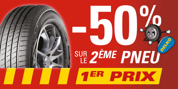-50% sur le 2ème pneu 1er prix